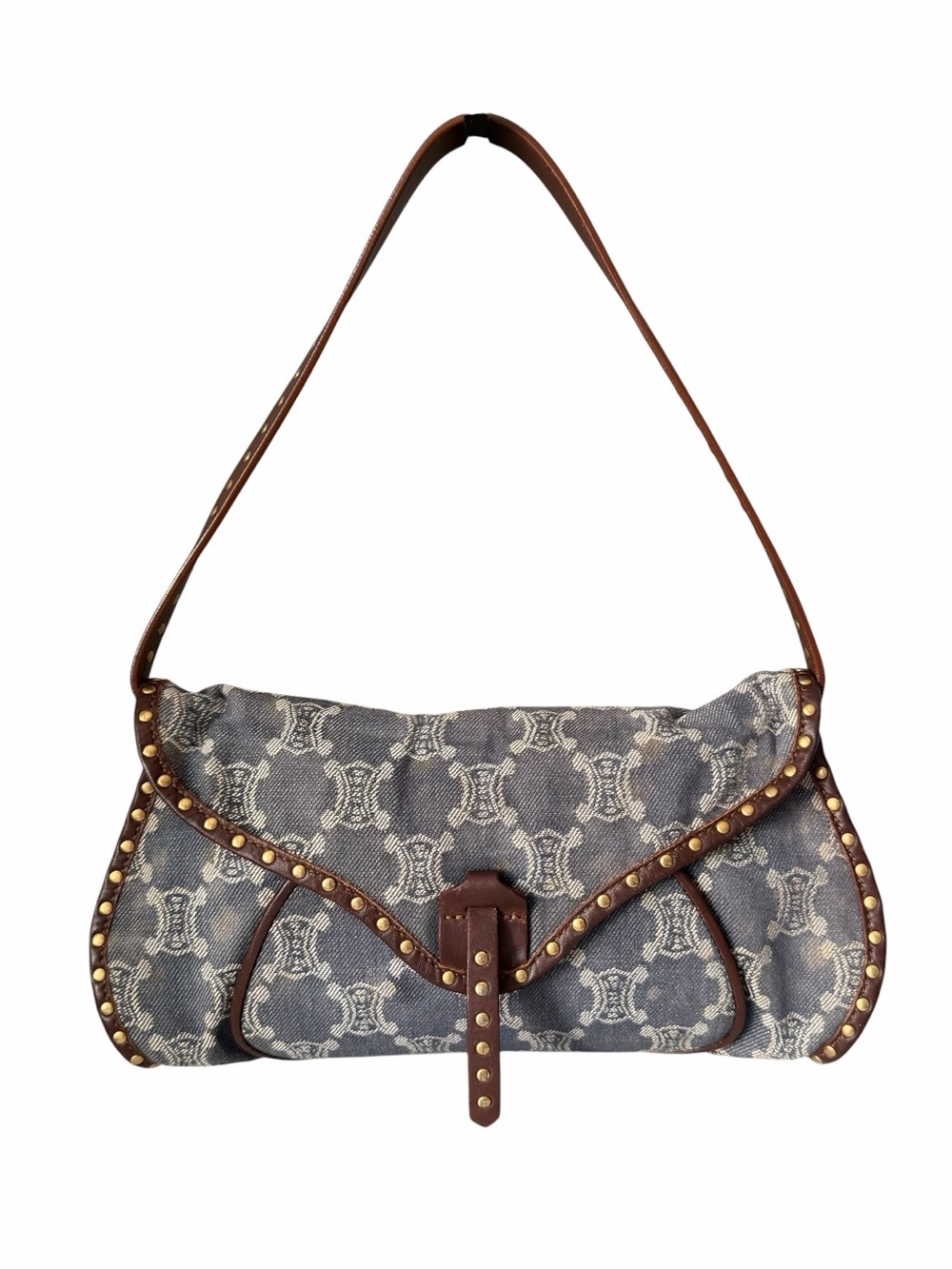 Celine Poulbot Triomphe Denim Shoulder Bag Studded Monogram Michael Kors Era